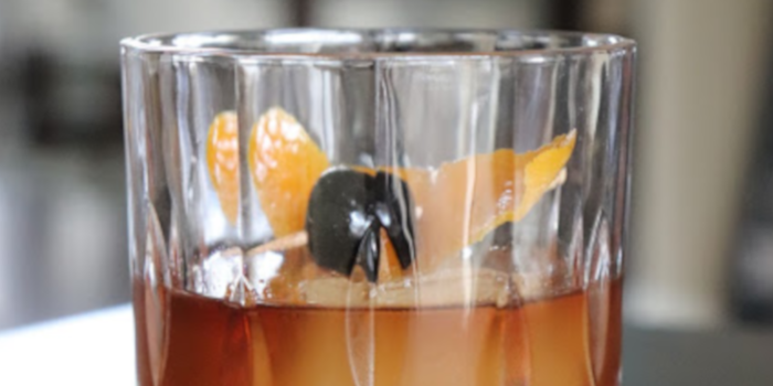 Old Fashioned Drink Recipe Using Orange Peel, and Luxardo Cherry