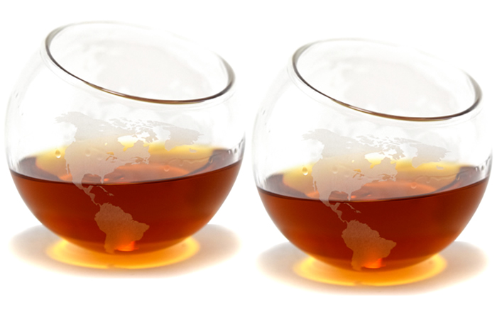 Spinning Globe Whiskey Glasses
