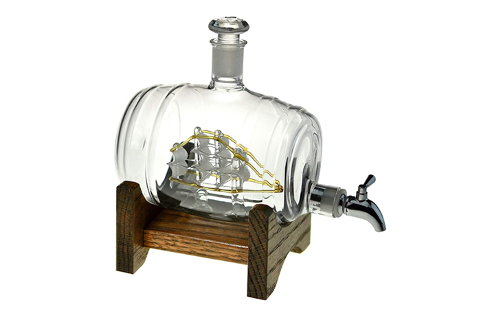 Prestige Barrel-Shaped, Tomoka Gold Whiskey Decanter - Ship Inside