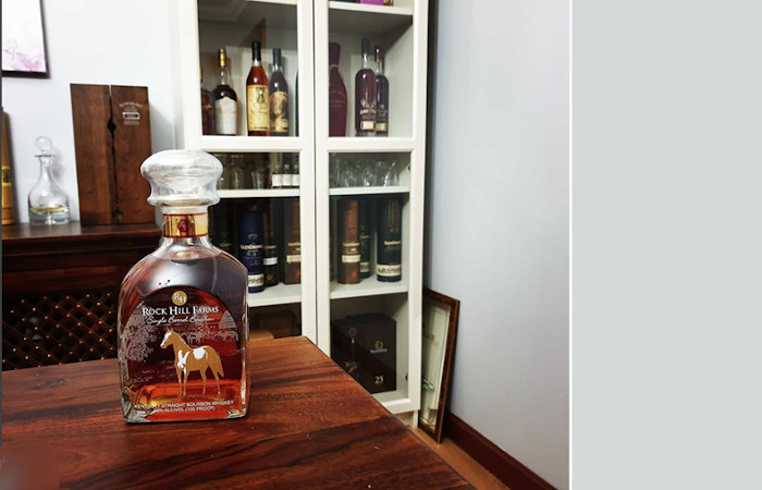 An unopened bottle of Rock Hill Farms Bourbon